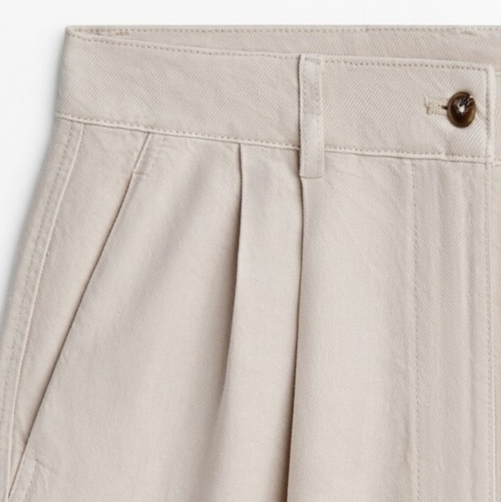 Massimo Dutti Beige 100% Lyocell Loose Fit Trousers - Picture 7 of 12